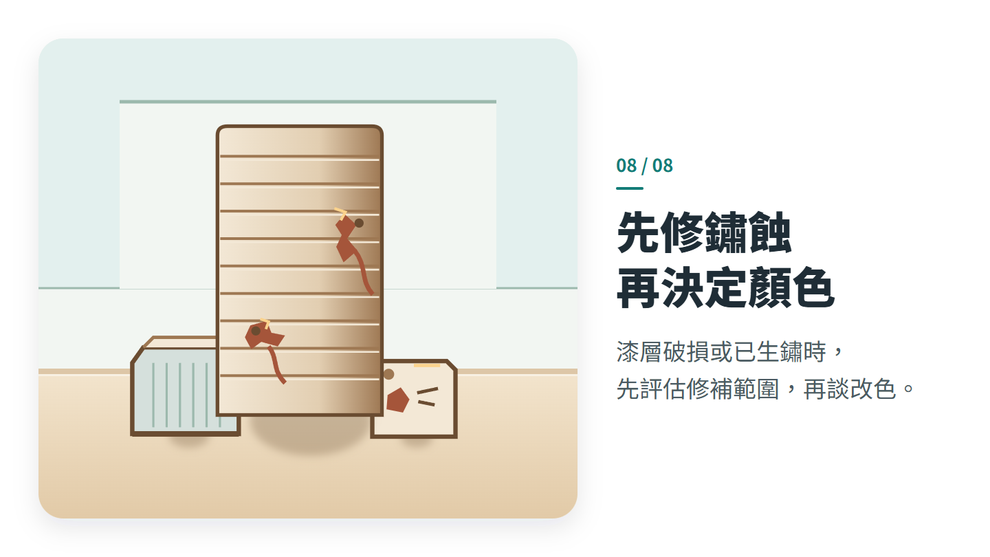 先修鏽蝕 再決定顏色