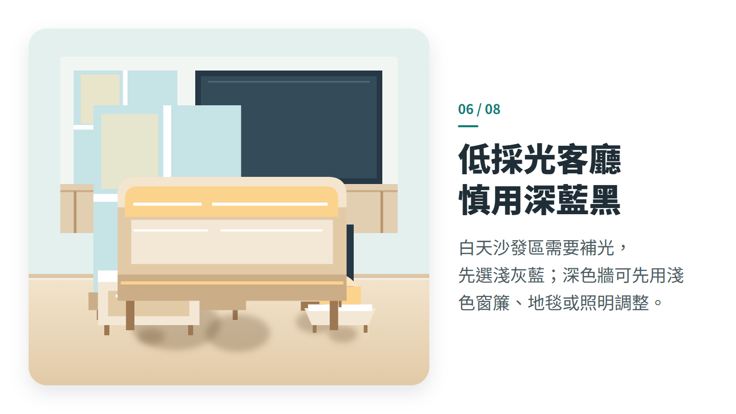 低採光客廳 慎用深藍黑