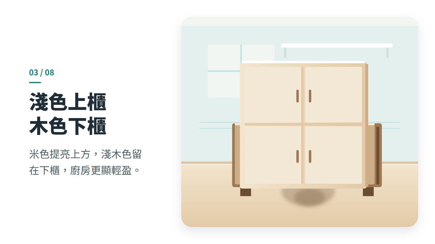淺色上櫃 木色下櫃