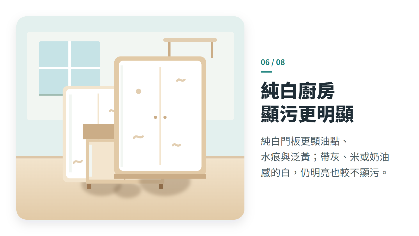 純白廚房 顯污更明顯