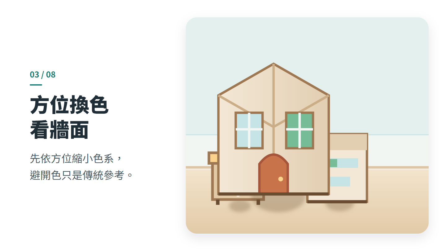 方位換色 看牆面