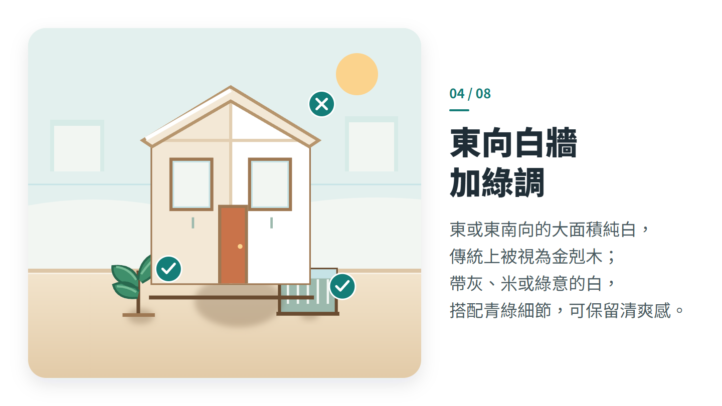 東向白牆 加綠調