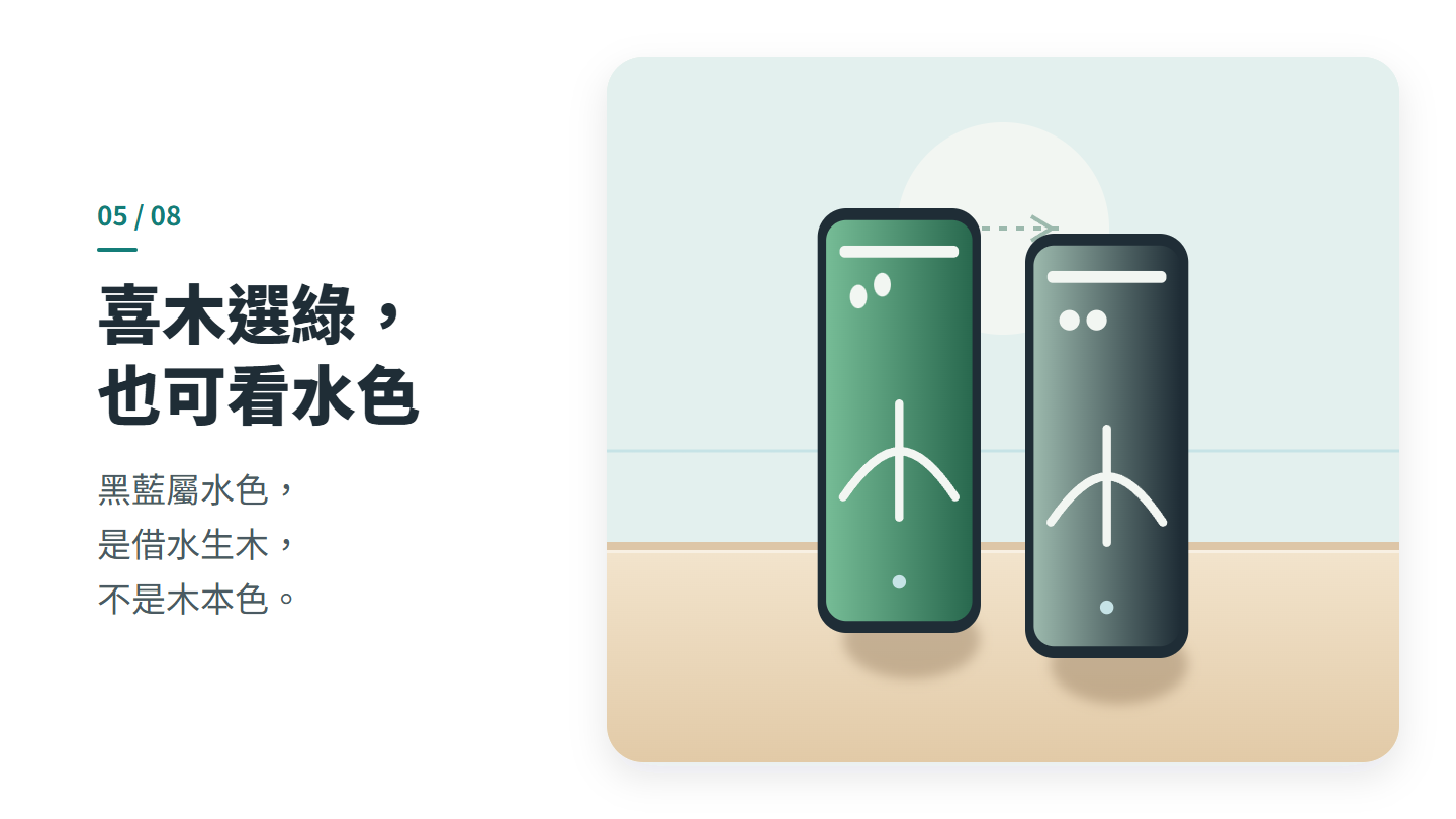 喜木選綠， 也可看水色