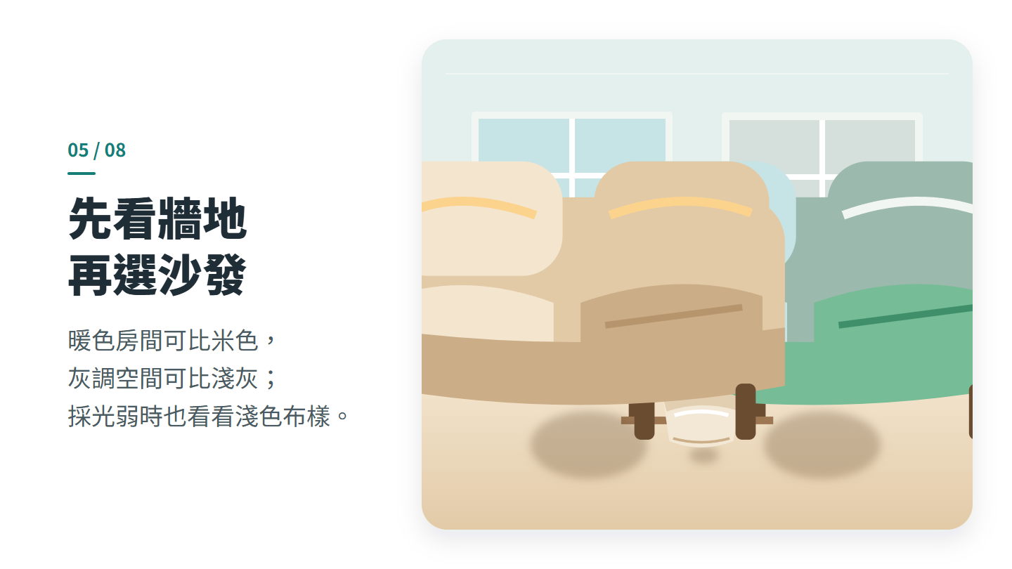 先看牆地 再選沙發