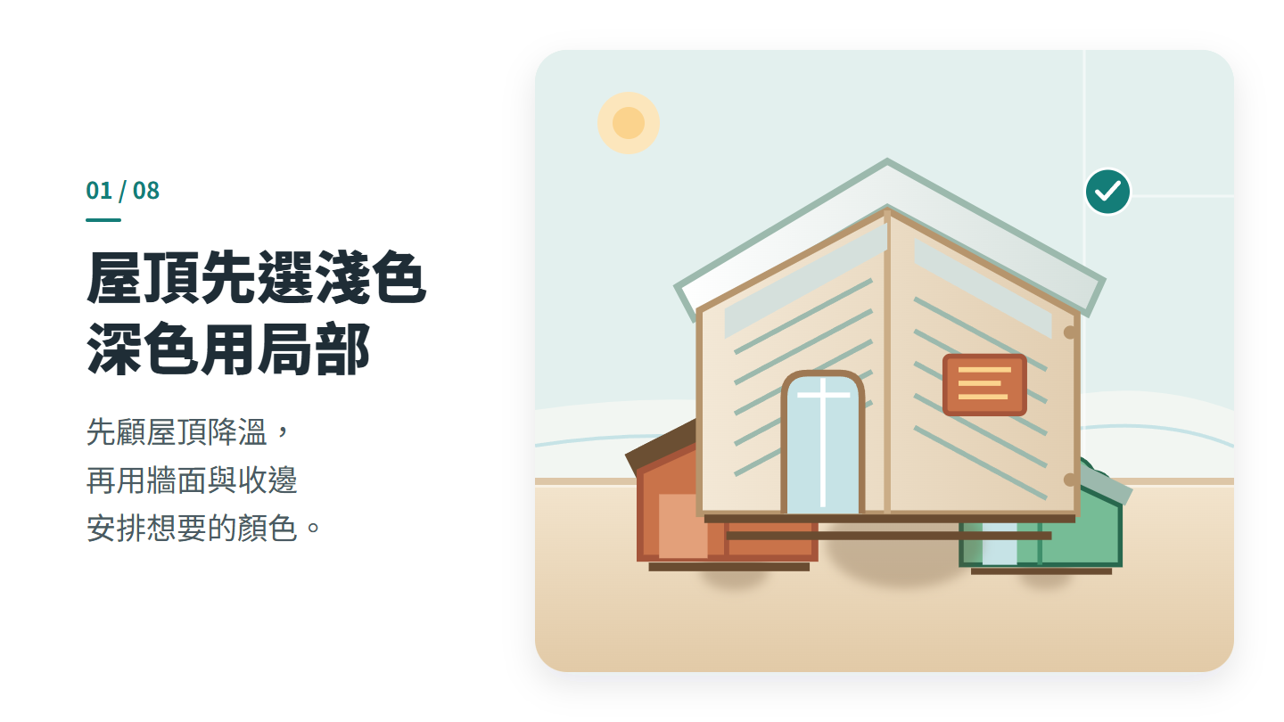 屋頂先選淺色 深色用局部